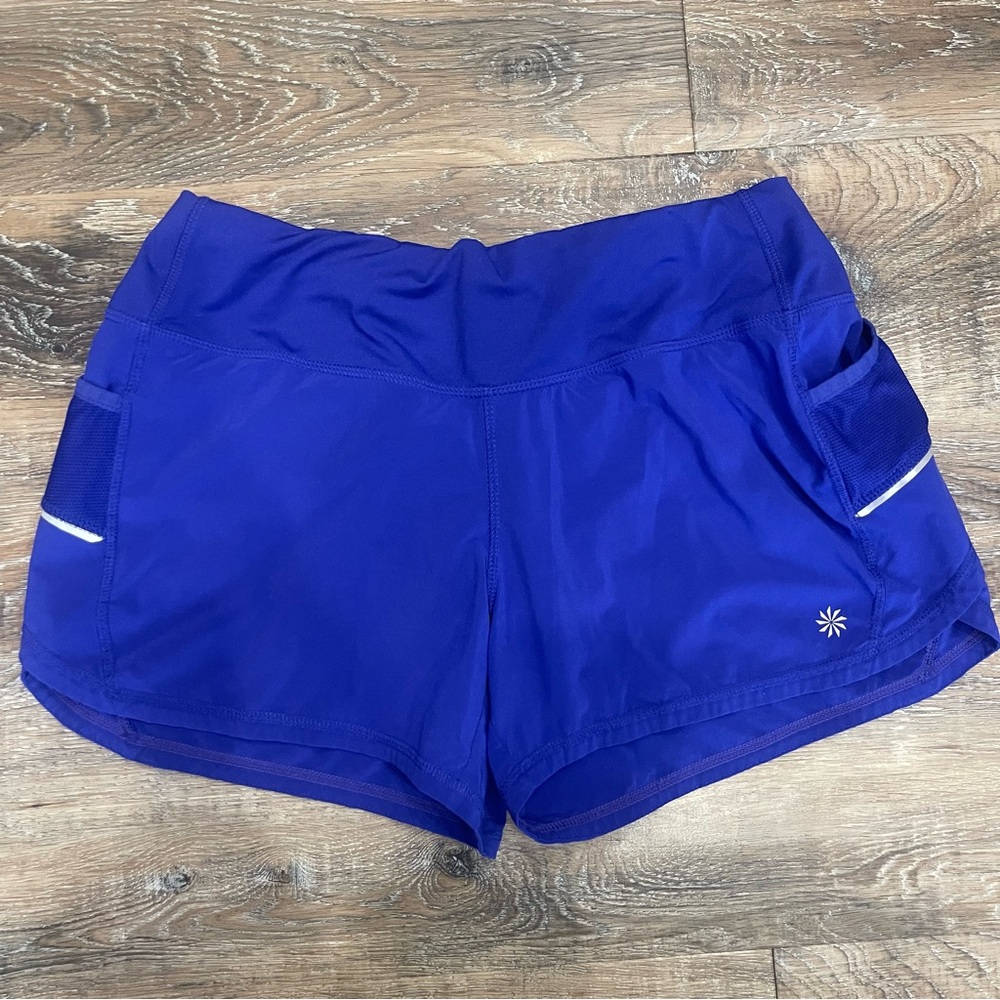 Athleta Vibrant Blue Athletic Shorts, Sz Med, 4” Inseam